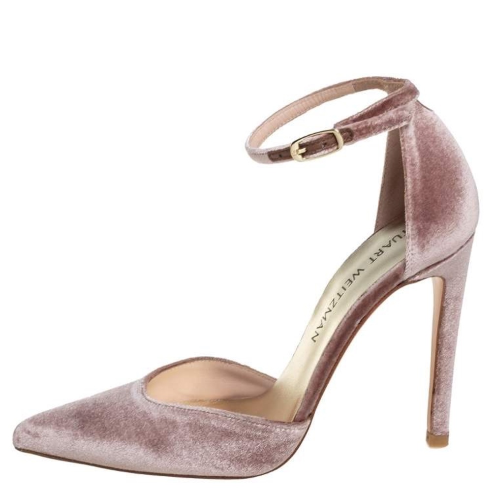 Stuart Weitzman Velvet D’Orsay Ankle Strap Heel